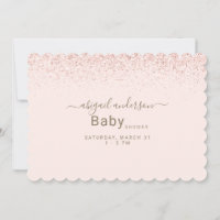 Blush & Gold Glam Glitter Baby Shower Scalloped