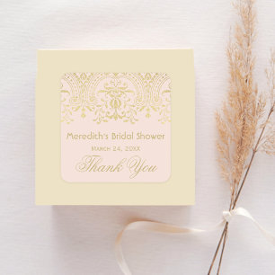 Blush Gold Glamour Wedding Bridal Shower Square Sticker