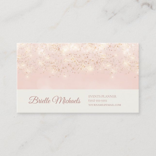 Blush Gold Glitter Event Planner Business Card (Front)
