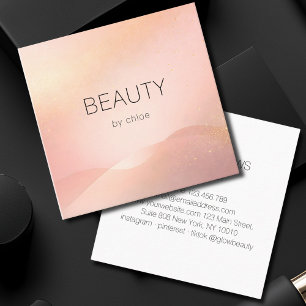 Blush Gold Glow Gradient Salon Square Business Card