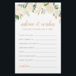 Blush Gold Green Floral Mr and Mrs Advice Wishes<br><div class="desc">Wedding bridal shower Advice & Wishes note for the Future Mr. & Mrs. features an elegant floral watercolor design with painted roses, ranunculus flowers, and leaves in neutral spring and summer shades of white, cream, blush pink, gold, rose gold, and green. The back of the card is soft blush with...</div>