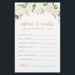 Blush Gold Green Floral Mr and Mrs Advice Wishes<br><div class="desc">Wedding bridal shower Advice & Wishes note for the Future Mr. & Mrs. features an elegant floral watercolor design with painted roses, ranunculus flowers, and leaves in neutral spring and summer shades of white, cream, blush pink, gold, rose gold, and green. The back of the card is soft blush with...</div>