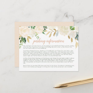 Blush Gold Green Floral Wedding Parking Informatio Postcard