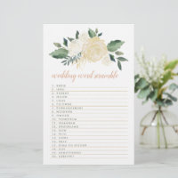 Blush Gold Green Floral Wedding Word Scramble Game