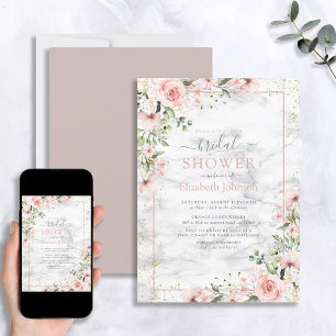 Blush Gold Greenery Dusty Pink Floral Shower Invitation