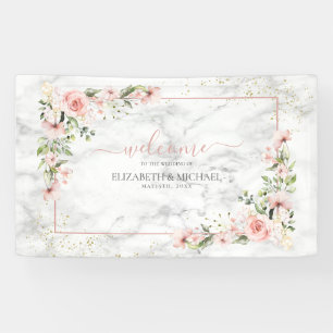Blush Gold Greenery Dusty Pink Floral Wedding Banner