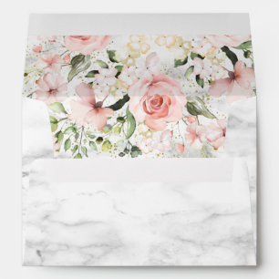 Blush Gold Greenery Dusty Pink Floral Wedding Envelope