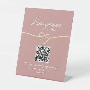 Blush Gold Honeymoon Fund QR Code Pedestal Sign