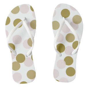 Blush & Gold Large Bokeh Confetti Dots Pattern Jandals