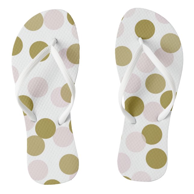 Blush & Gold Large Bokeh Confetti Dots Pattern Jandals (Footbed)