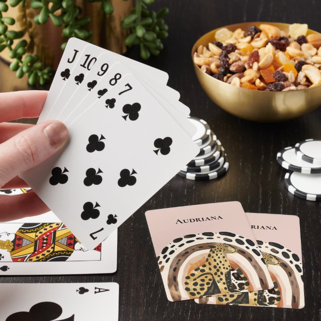 Blush Gold Leopard Playing Cards (In Situ)