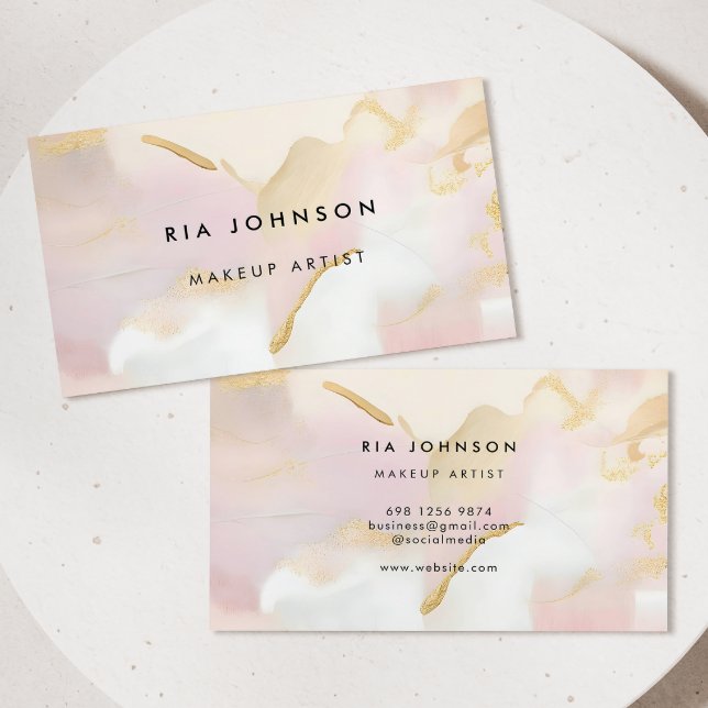 Blush & Gold Makeup Artist Business Card (Creator Uploaded)