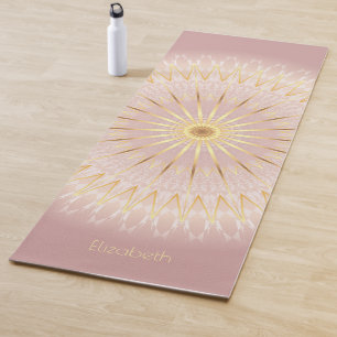 Blush Gold Mandala Your Name Yoga Mat