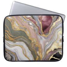 Blush Gold Marble Laptop Sleeve Luxury Case