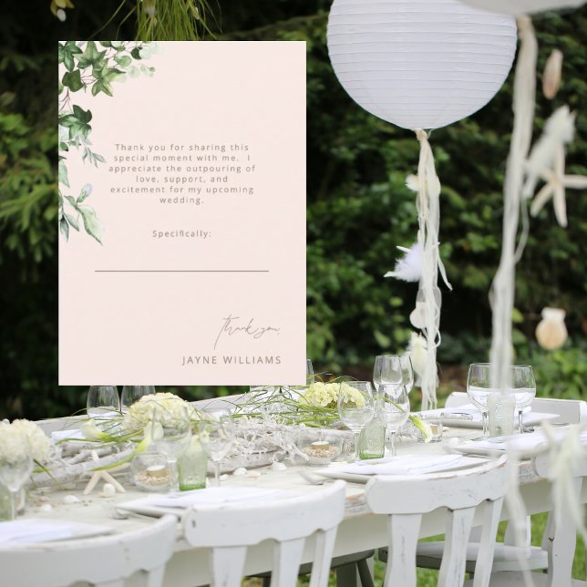 Blush & Gold Message Ivy Bridal Shower Thank You  Invitation (Creator Uploaded)