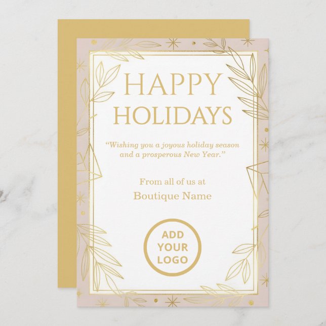 Blush Gold Minimalist Boutique Holiday Card (Front/Back)