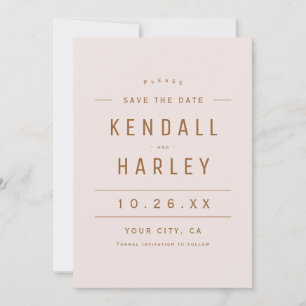 Blush Gold Modern Chic Typography Simple Photo Save The Date