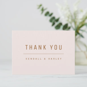 Blush & Gold Modern Chic Typography Simple Thank You Card