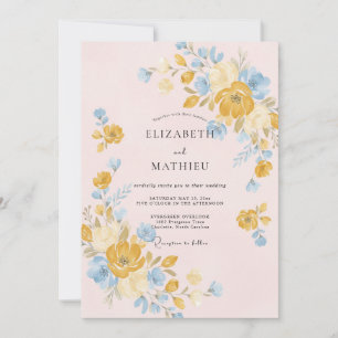 Blush Gold Peony Wedding Invitation
