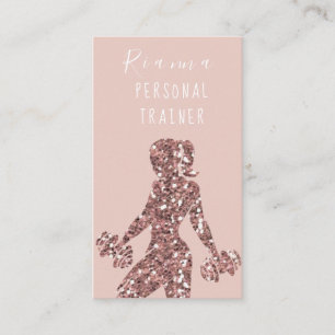 Blush & Gold Personal Trainer Social Media Business Card