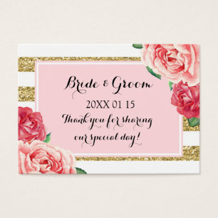 Blush Gold Pink Floral Wedding Favour Tags