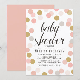 Blush & Gold Polka Dots Baby Shower Invitation