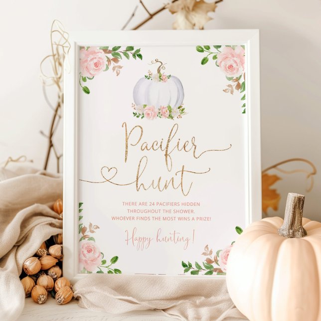 Blush gold pumpkin Pacifier hunt baby shower game Poster (Creator Uploaded)