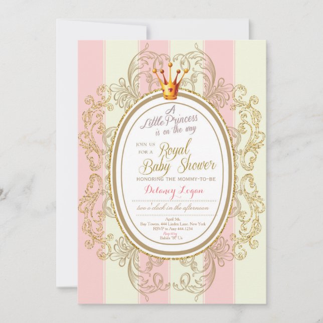 Blush Gold Royal Princess Baby Shower Invitation (Front)