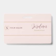 Blush Gold Salon Stylist Logo Employee ID