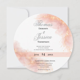 Blush Gold Sparkle Romantic Wedding Elegance Invitation