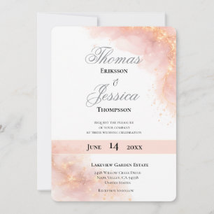 Blush Gold Sparkle Romantic Wedding Elegance Invitation