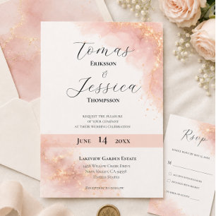 Blush Gold Sparkle Romantic Wedding Elegance Invitation