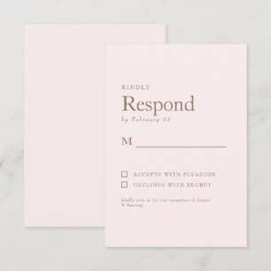 Blush & Gold Text Wedding RSVP Card