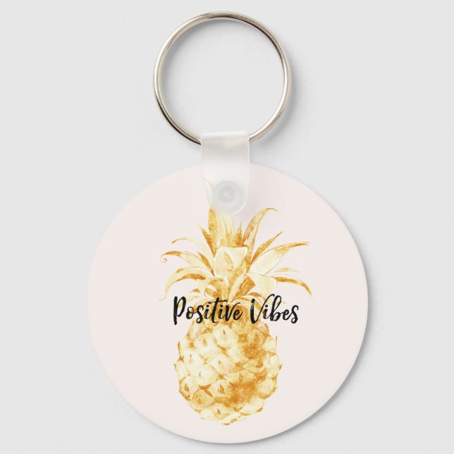 Blush Gold Tropical Pineapple Key Ring (Front)