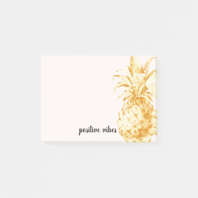 Blush Gold Tropical Pineapple Post-it Notes (Front)