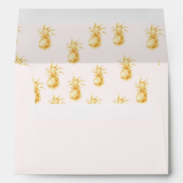 Blush Gold Tropical Pineapples Envelope (Back (Bottom))