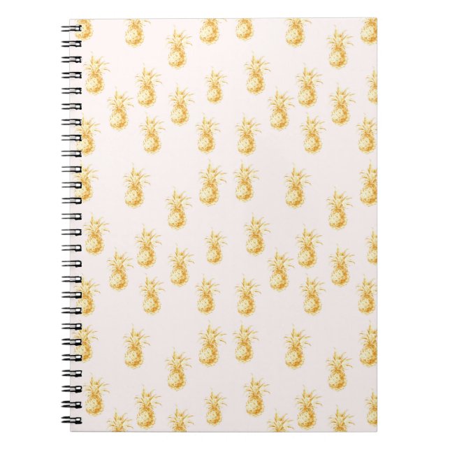 Blush Gold Tropical Pineapples Notebook (Front)