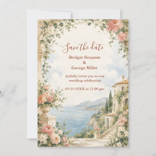 Blush Gold Tropical Wedding Getaway Luxe Invitation