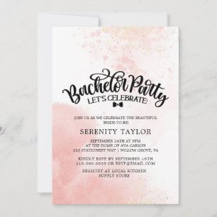 Blush & Gold Watercolor Bachelorette Party  Invitation