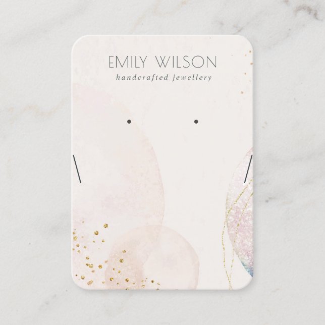 Blush Gold Watercolor Earring Necklace Display Business Card (Front)