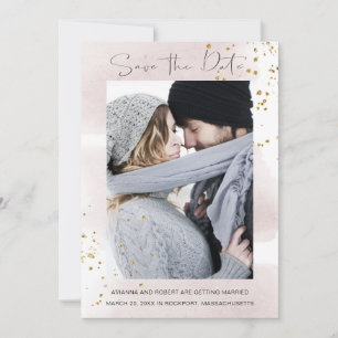 Blush Gold Watercolor Minimalist Photo Save The Date