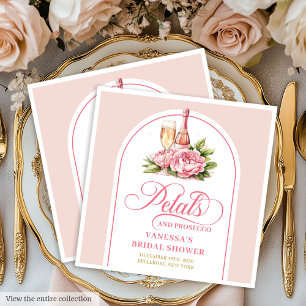 Blush Gold Watercolor Petals and Prosecco Napkins