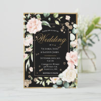 Blush Gold Watercolor Romantic Floral Wedding