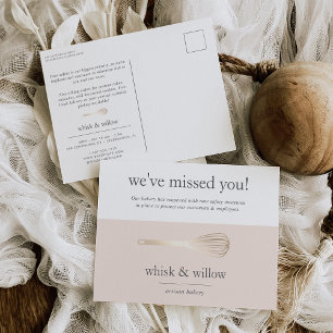 Blush & Gold Whisk   Bakery Business Reopening Postcard