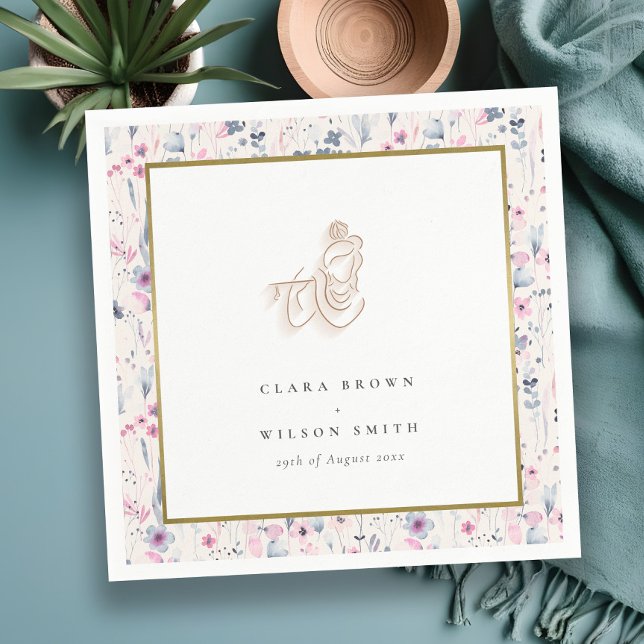 Blush Gold Wildflower Krishna Indian Wedding Napkin (Creator Uploaded)