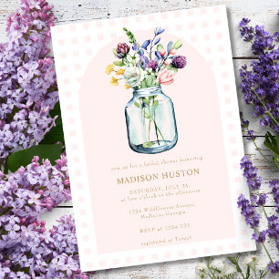 Blush & Gold Wildflower Mason Jar Bridal Shower  Invitation