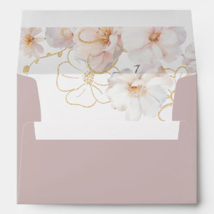 Blush Gold Wildflowers Elegant Dusty Pink Wedding Envelope