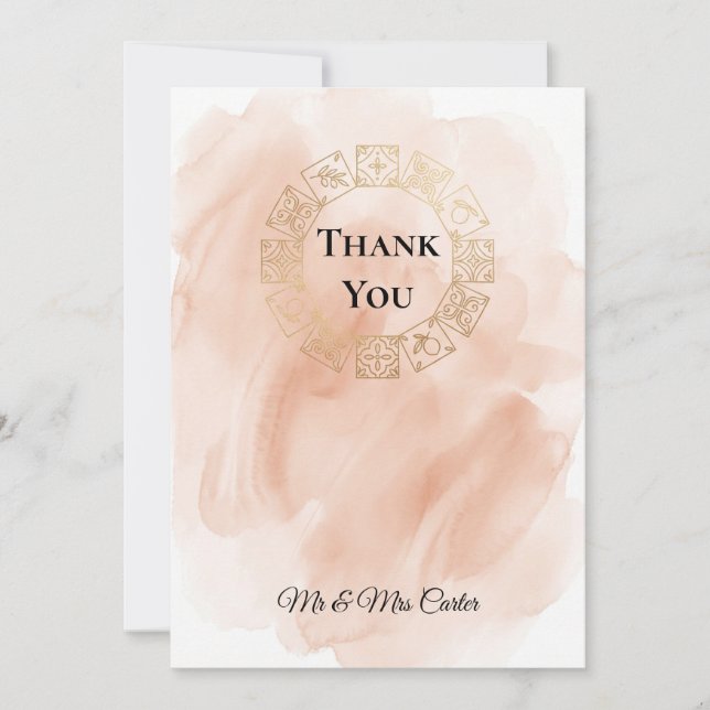 Blush Gold Wreath Thank You Card (Front)