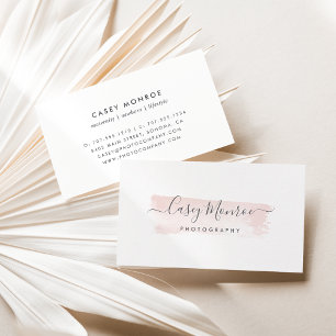 Blush & Gray Watercolor Signature Script Business Card