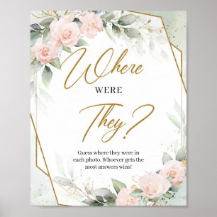 Blush greenery and gold frame Where were they Poster